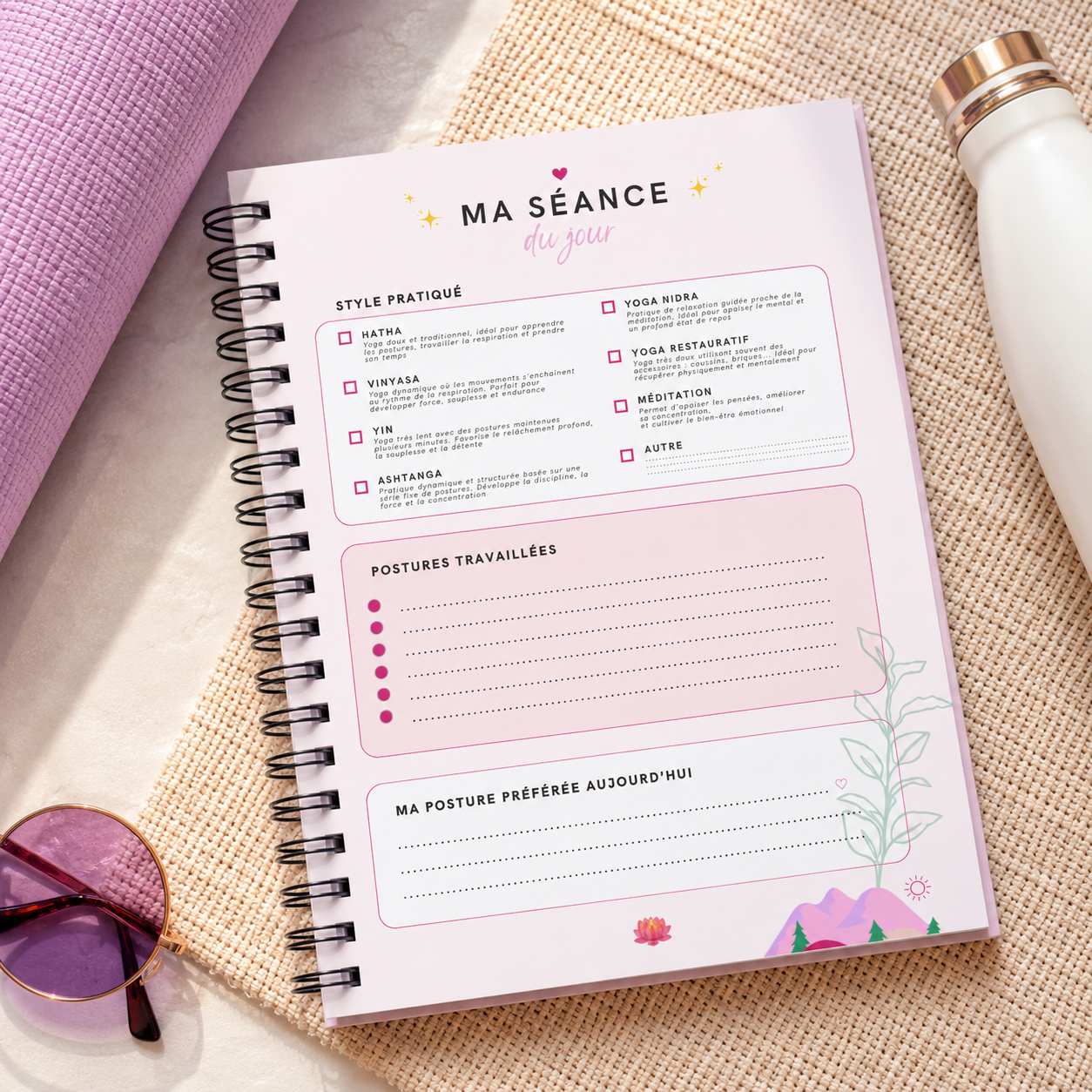 Carnet de Yoga – Mon Suivi Bien-Être & Progression 🧘‍♀️